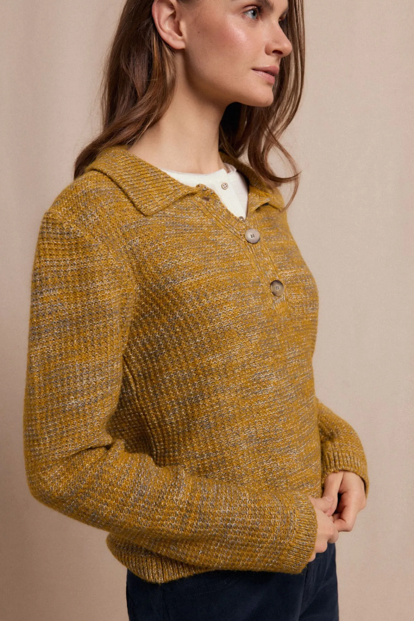 Mujer Slowlove Jerséis>Jersey polo jaspeado