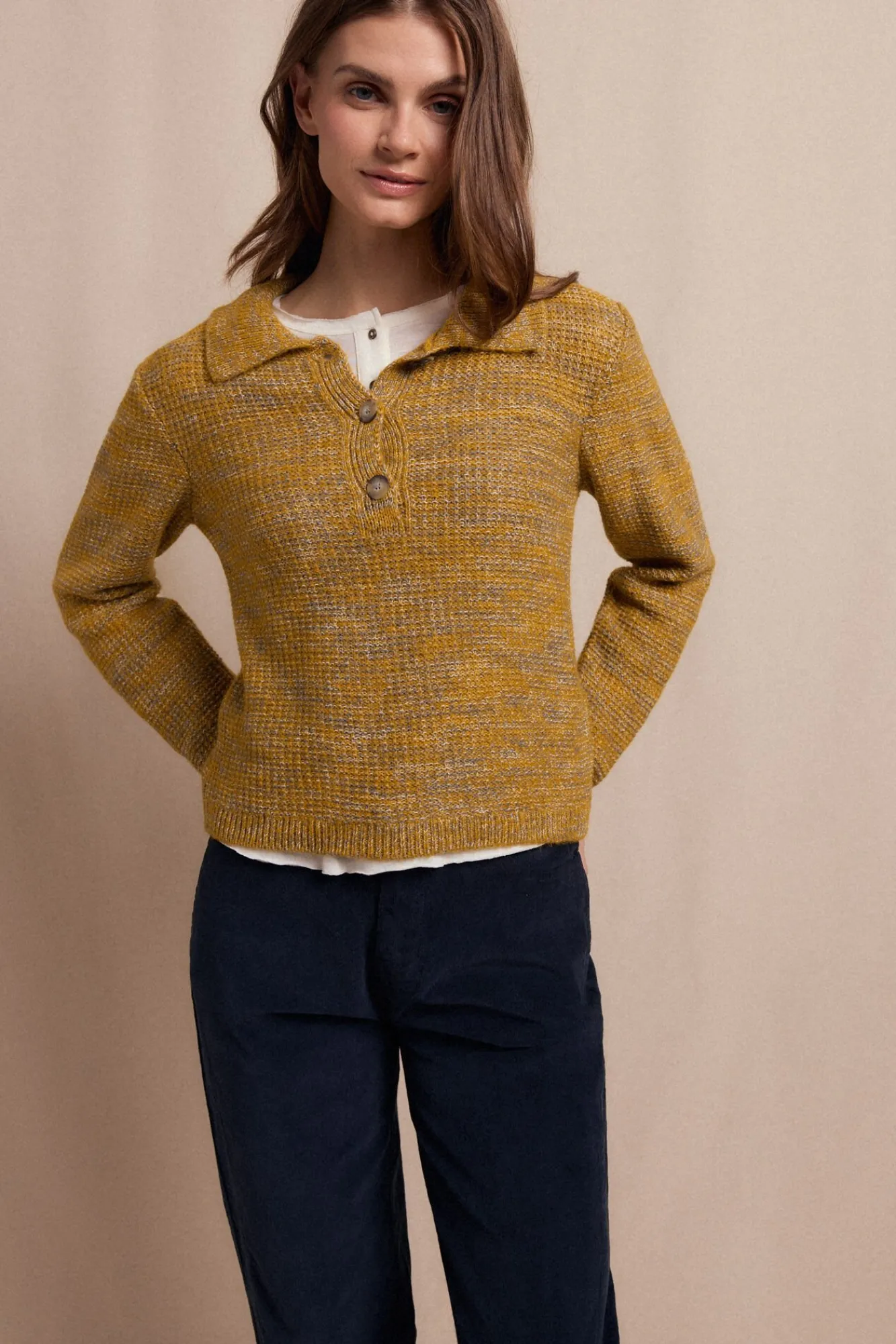 Mujer Slowlove Jerséis>Jersey polo jaspeado