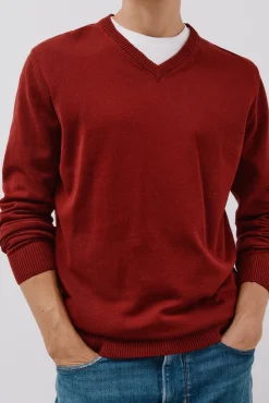 Hombre Cortefiel Jerséis>Jersey punto fino algodón cuello pico