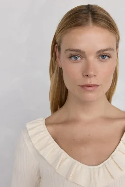 Mujer Pedro del Hierro Jerséis>Jersey punto fino canalé volante