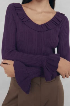 Mujer Pedro del Hierro Jerséis>Jersey punto fino canalé volante