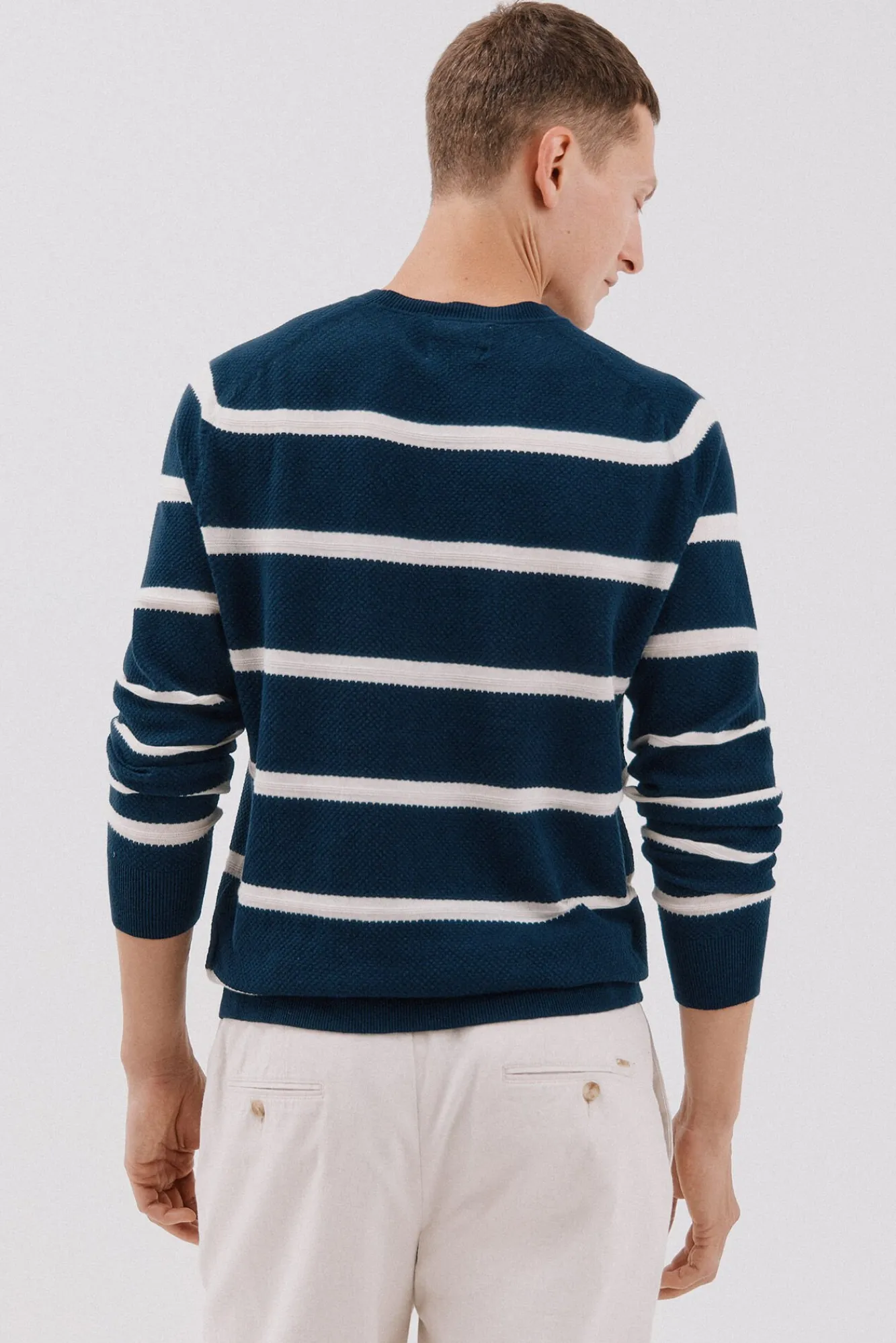 Hombre Cortefiel Jerséis>Jersey punto fino rayas cuello redondo