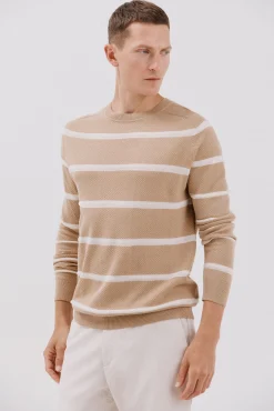 Hombre Cortefiel Jerséis>Jersey punto fino rayas cuello redondo