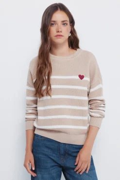 Mujer Springfield Jerséis>Jersey rayas algodón corazón