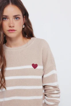 Mujer Springfield Jerséis>Jersey rayas algodón corazón