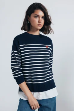 Mujer Springfield Jerséis>Jersey rayas combinado detalle bordado