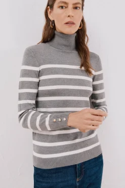 Mujer Cortefiel Jerséis>Jersey rayas cuello vuelto