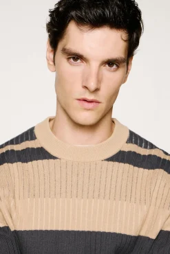 Hombre Selected Jerséis>Jersey rib rayas 100% algodón orgánico.