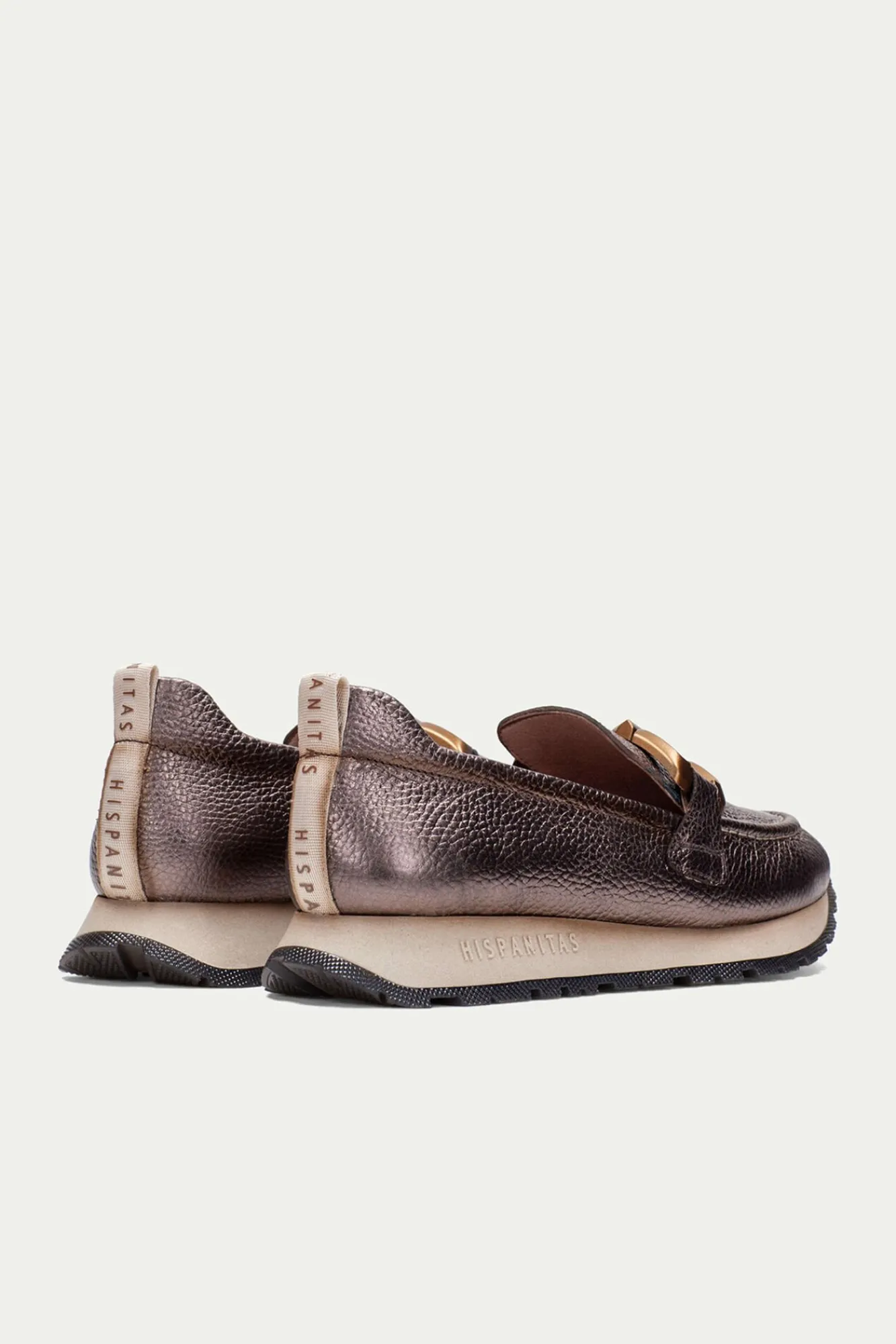 Mujer Hispanitas Calzado Piel|Zapatillas>Mocasín deportivo adorno metalizado KANSAS