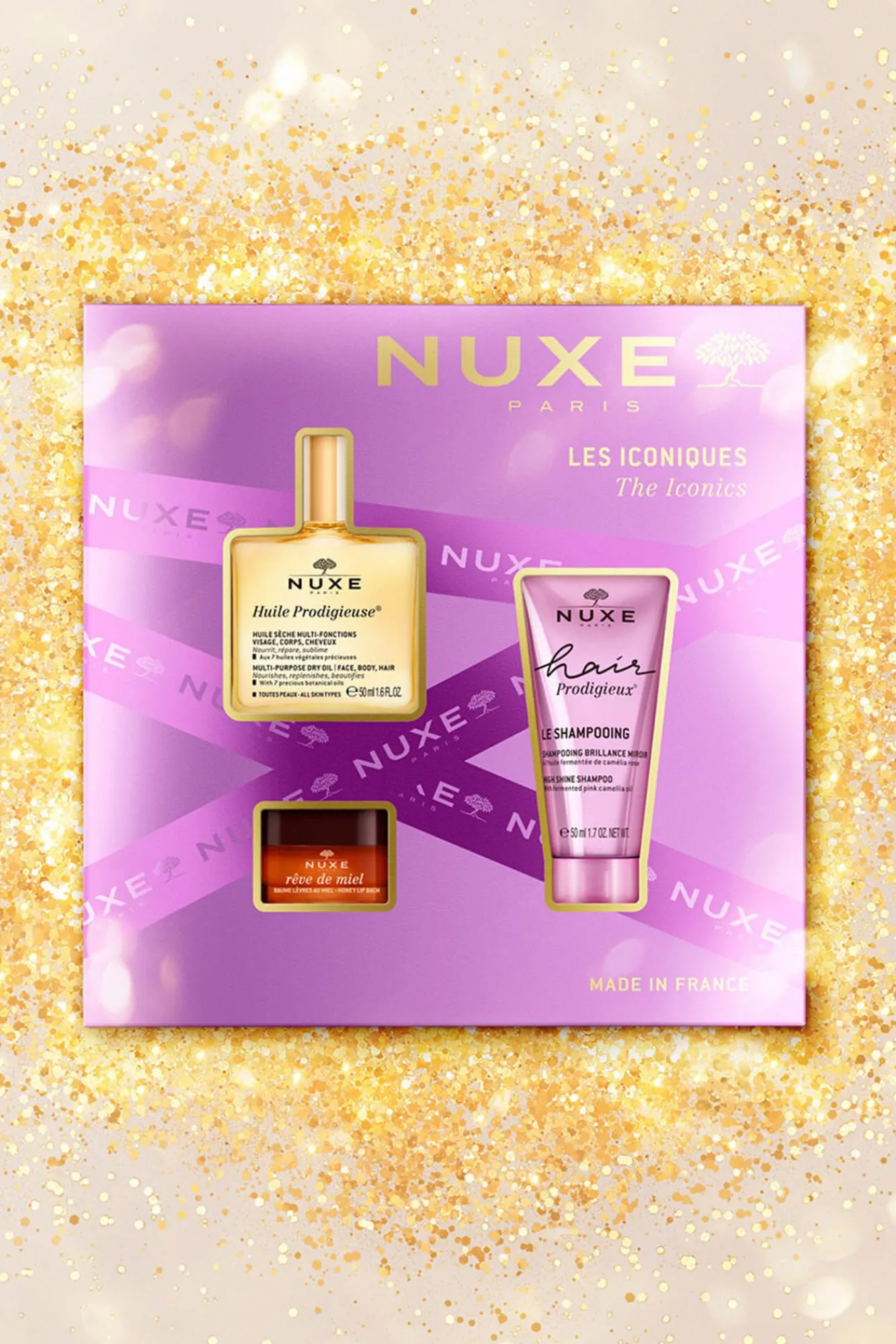 Nuxe Cofres Y Estuches Para Regalo>COFRE REGALO BEST SELLERS - HUILE PRODIGIEUSE + CHAMPÚ +REVE THE MIEL LABIOS