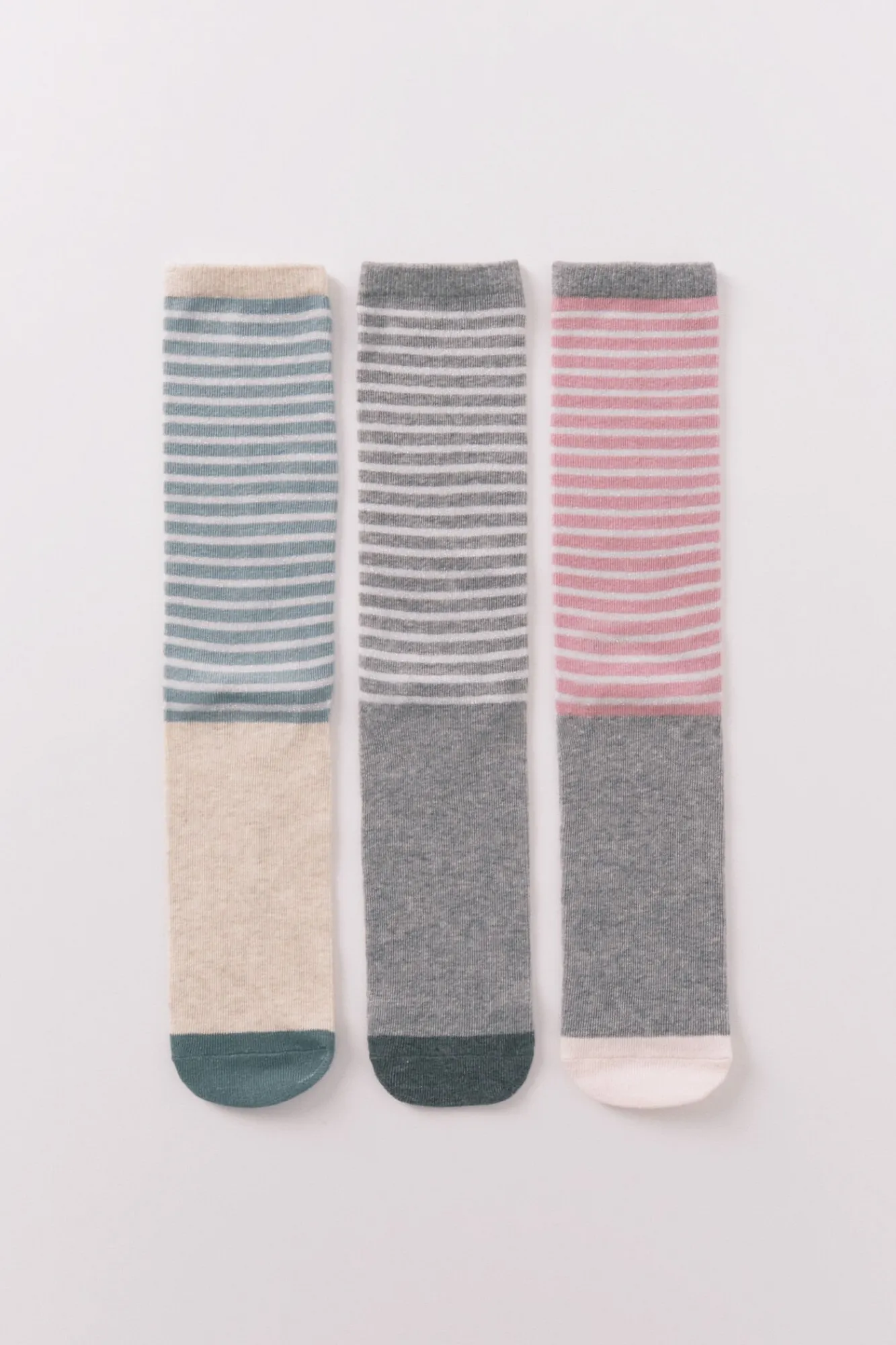 Mujer Women'secret Calcetines>Pack 3 calcetines largos rayas lurex