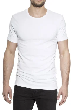 Hombre Bread & Boxers Camisetas>Pack 2 camisetas elásticas cuello caja algodón orgánico blancas