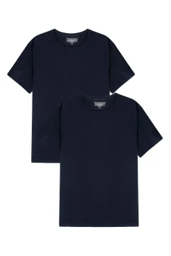Hombre Bread & Boxers Camisetas>Pack 2 camisetas elásticas cuello caja algodón orgánico marino