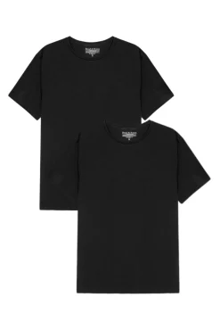 Hombre Bread & Boxers Camisetas>Pack 2 camisetas elásticas cuello caja algodón orgánico negras