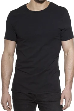 Hombre Bread & Boxers Camisetas>Pack 2 camisetas elásticas cuello caja algodón orgánico negras