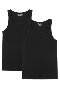Hombre Bread & Boxers Camisetas>Pack 2 camisetas sin mangas de algodón orgánico negras