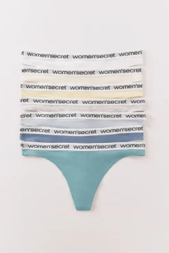 Mujer Women'secret Ropa Interior>Pack 7 tangas algodón logo
