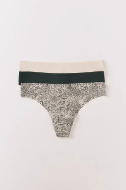 Mujer Women'secret Ropa Interior>Pack 3 tangas animal print beige y negro