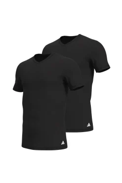 Hombre Adidas Camisetas>Pack de 2 camisetas de cuello pico de algodón elástico para hombre