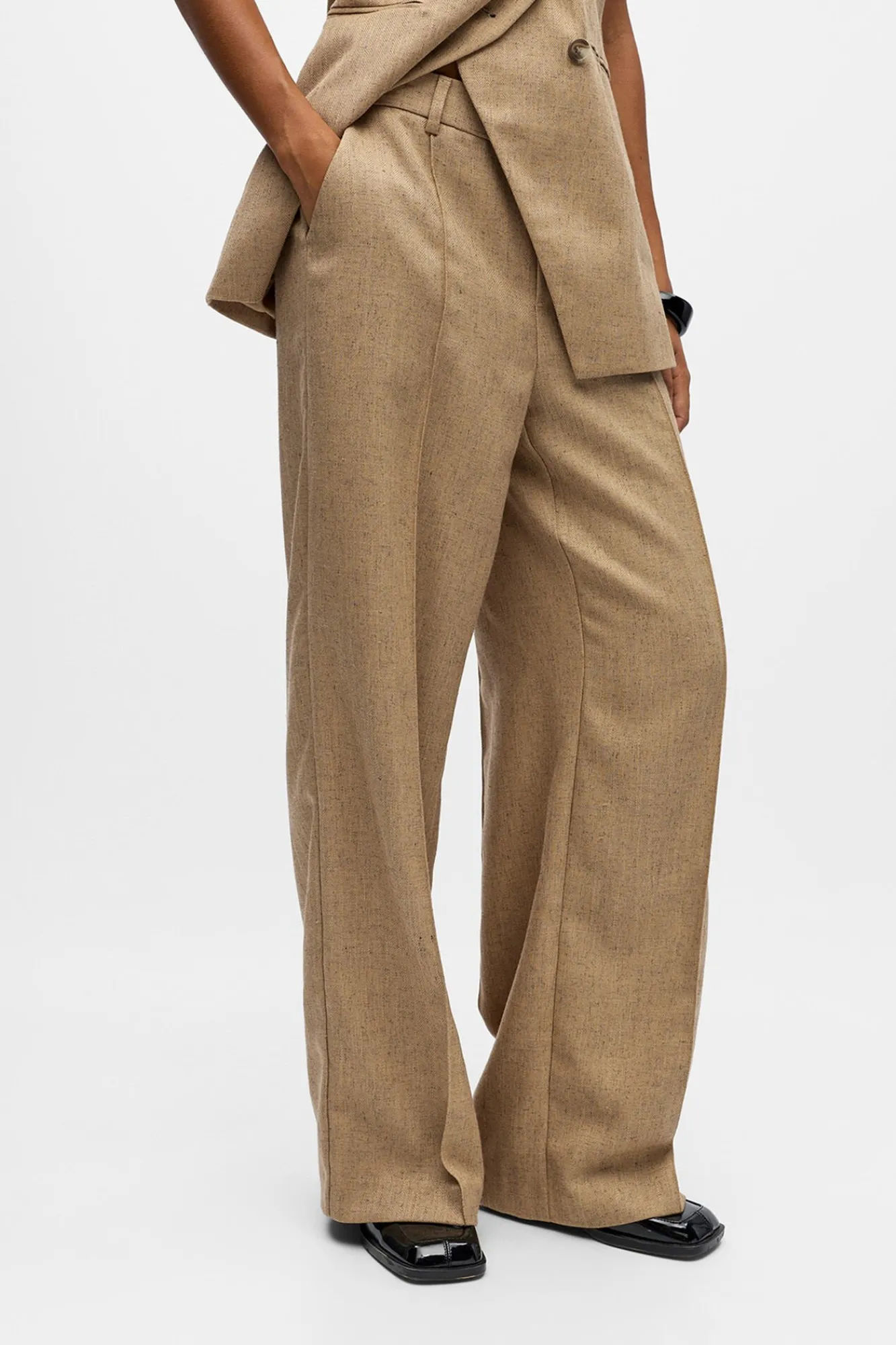 Mujer Object Pantalones>Pantalón ancho tweed