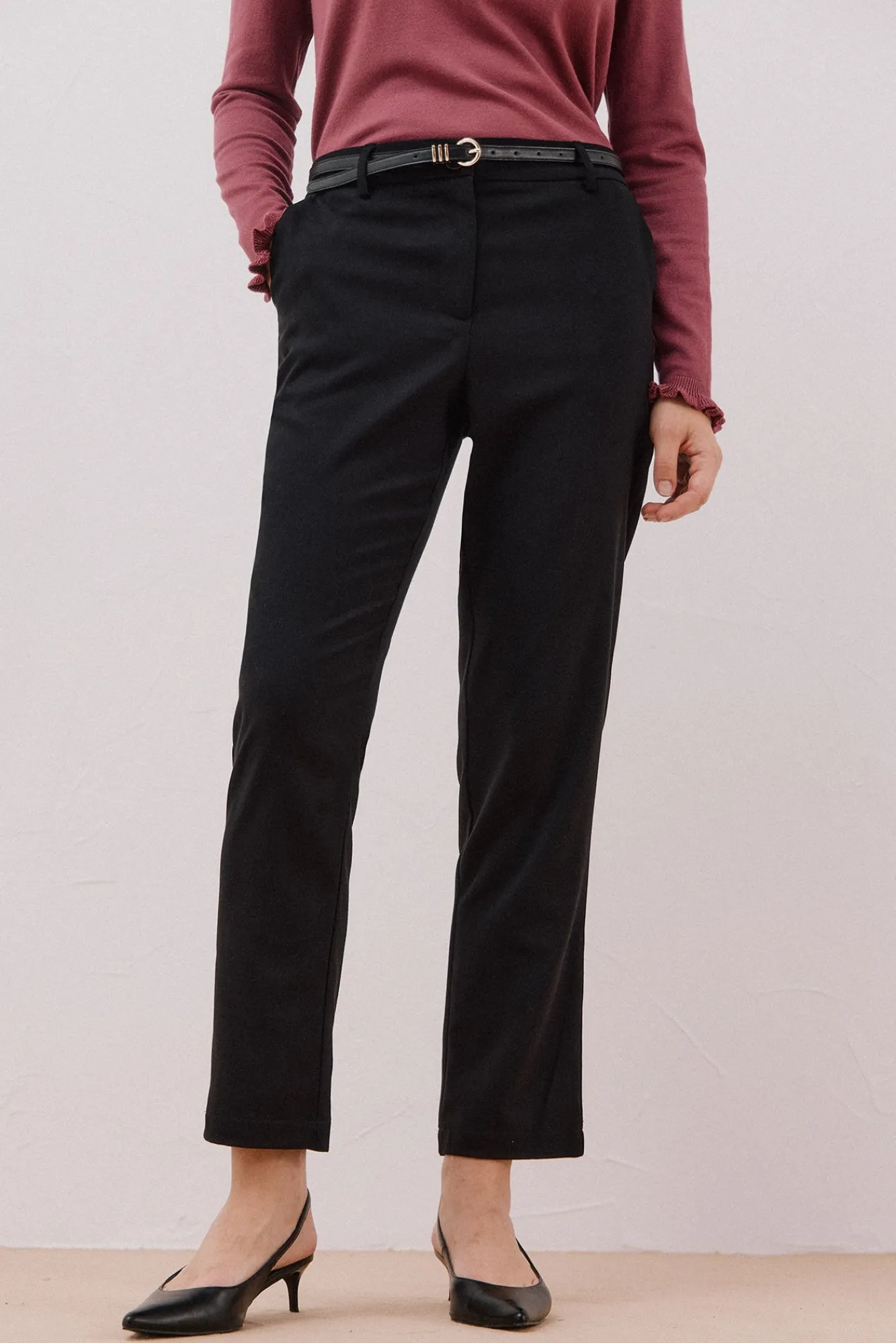 Mujer Cortefiel Pantalones>Pantalón de vestir con cinturón