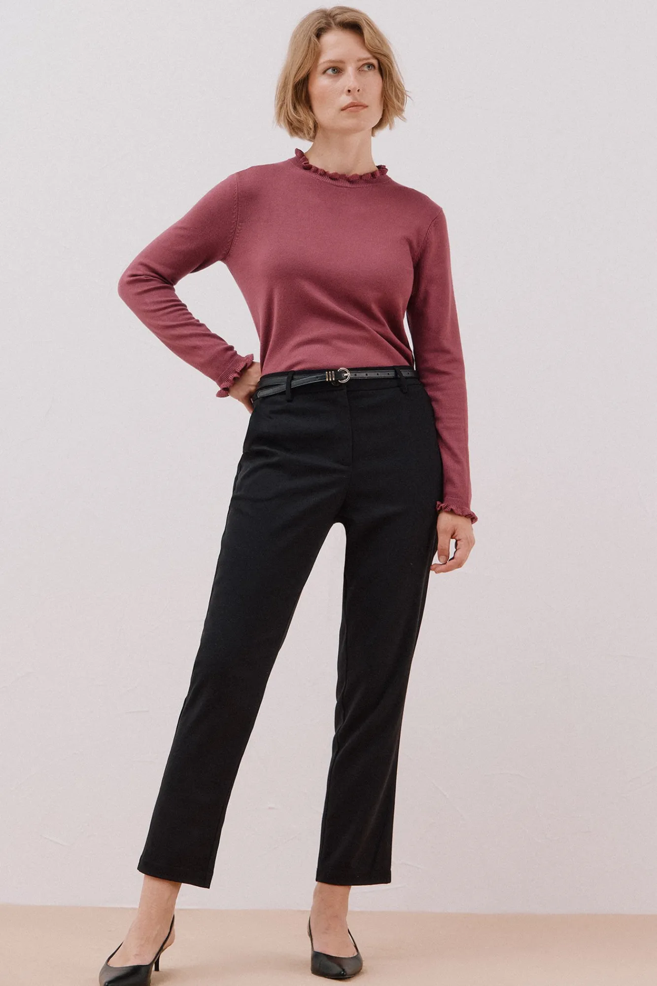 Mujer Cortefiel Pantalones>Pantalón de vestir con cinturón