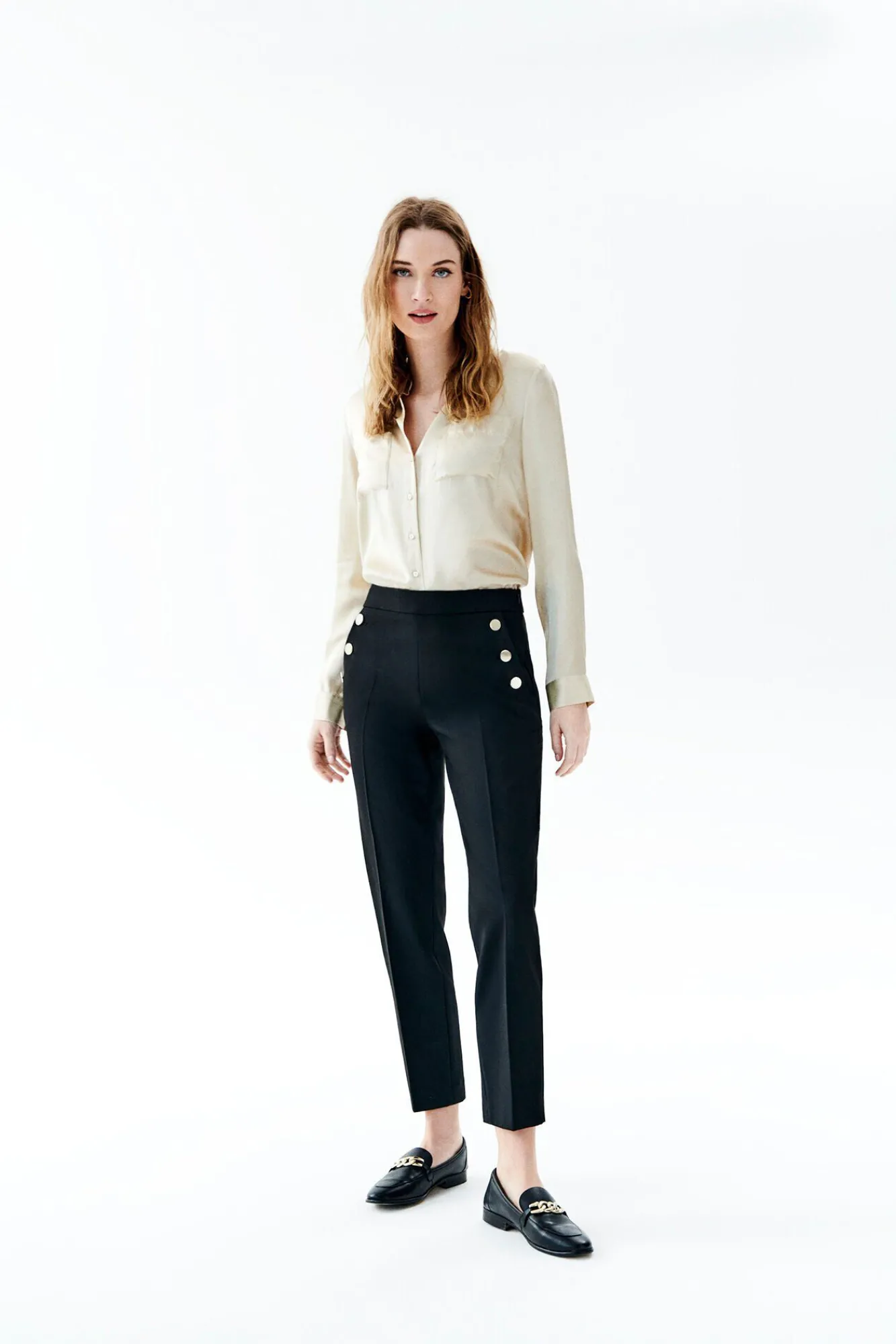Mujer Caroll Pantalones>Pantalón traje detalle botones
