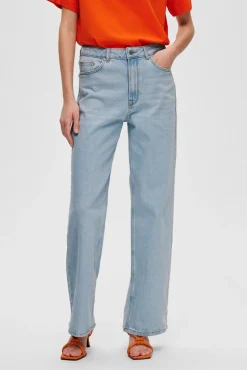 Mujer Selected Vaqueros|Pantalones>Pantalón vaquero Wide Leg confeccionado con algodón orgánico