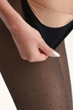 Mujer DIM Medias>Panty térmico efecto transparente lunares 80 Deniers