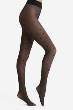 Mujer DIM Medias>Panty térmico efecto transparente lunares 80 Deniers