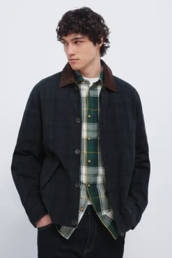 Hombre Springfield Abrigos>Parka cuadros cuello pana