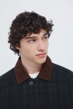 Hombre Springfield Abrigos>Parka cuadros cuello pana