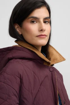 Mujer Silbon Abrigos|Plumíferos Y Acolchados>Parka larga acolchada detalles pana