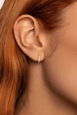 Mujer Singularu Joyería Y Bisutería>Pendiente Suelto Aro Cleo Cruzado Plata Baño Oro