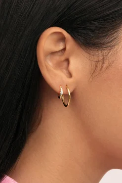 Mujer Singularu Joyería Y Bisutería>Pendiente Suelto Aro Halo Plata Baño Oro