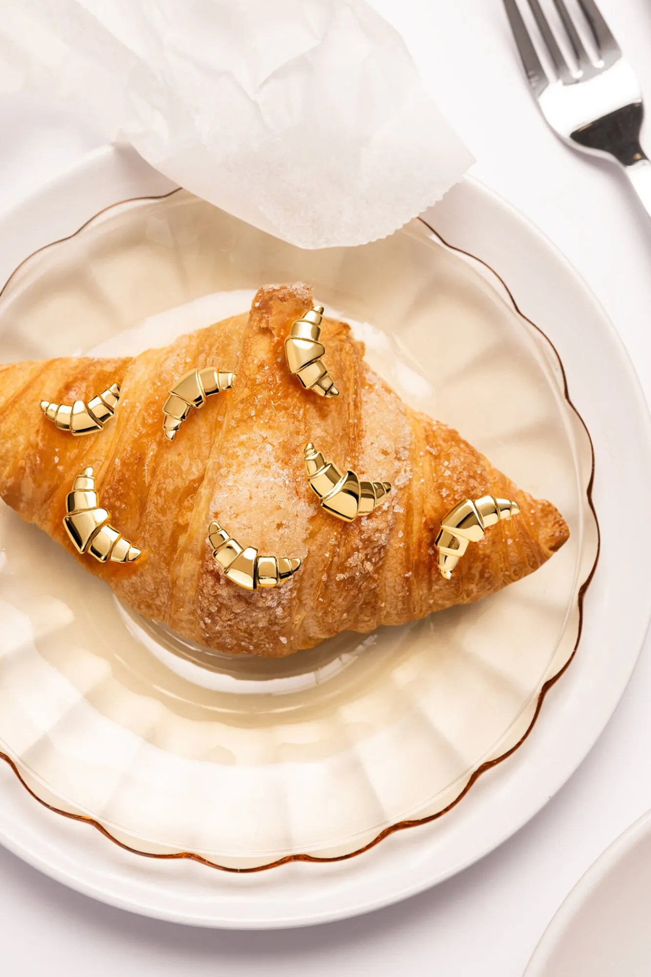 Mujer Singularu Joyería Y Bisutería>Pendiente Suelto Croissant Baño Oro