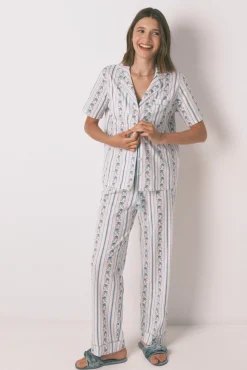 Mujer Women'secret Pijamas|Pijamas>Pijama camisero Capri 100% algodón rayas