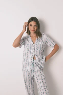 Mujer Women'secret Pijamas|Pijamas>Pijama camisero Capri 100% algodón rayas