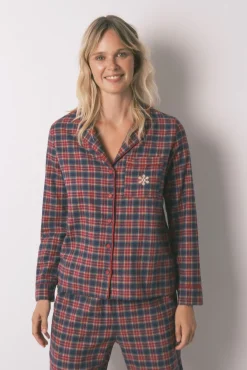 Mujer Women'secret Pijamas|Pijamas>Pijama camisero cuadros 100% algodón