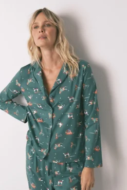 Mujer Women'secret Pijamas|Pijamas>Pijama camisero perritos 100% algodón