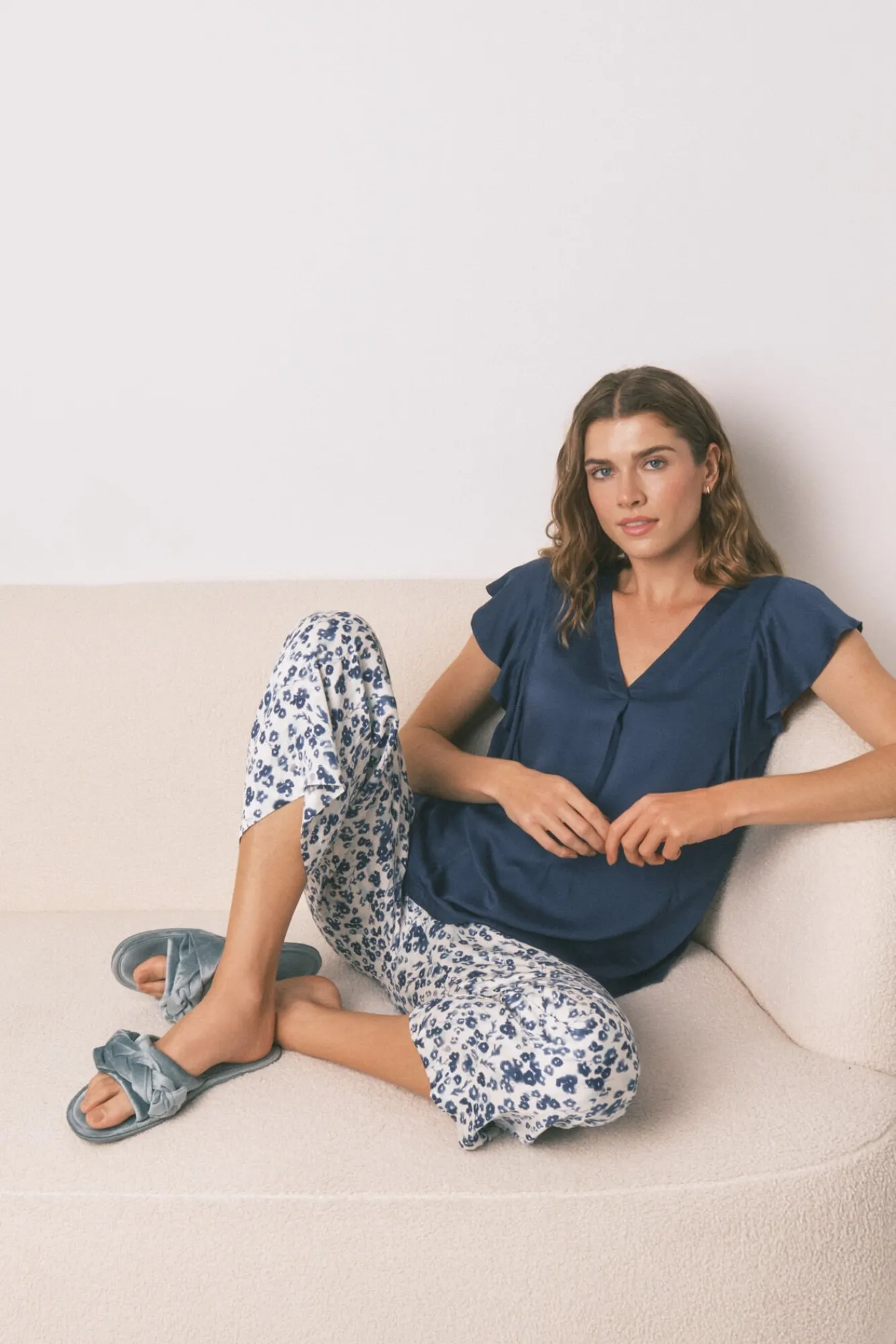 Mujer Women'secret Pijamas|Pijamas>Pijama Capri viscosa floral azul