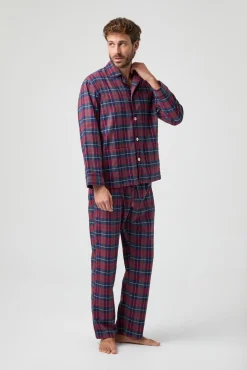 Hombre Kiff-Kiff Pijamas>Pijama Kiff Kiff Franela Cuadros Azul Rojo