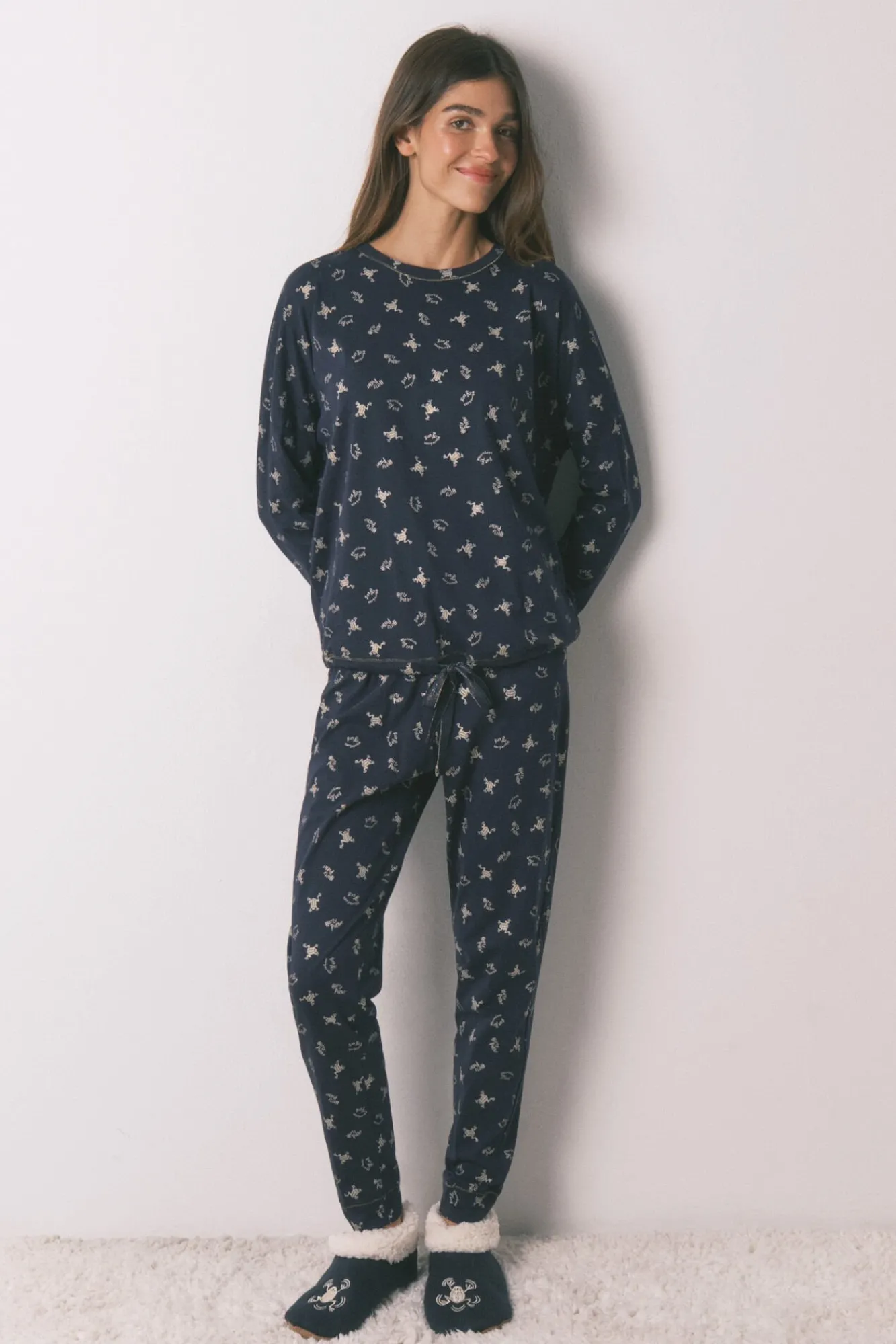 Mujer Women'secret Pijamas|Pijamas>Pijama largo 100% algodón estampado ranitas