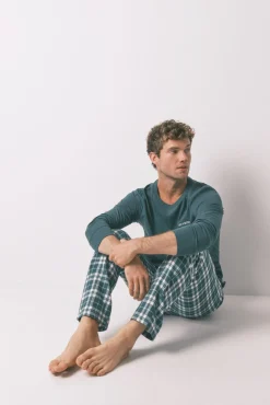 Hombre Women'secret Pijamas>Pijama largo 100% algodón cuadros