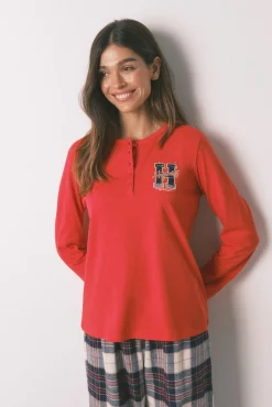 Mujer Women'secret Pijamas|Pijamas>Pijama largo 100% algodón estampado cuadros "Hogwarts"