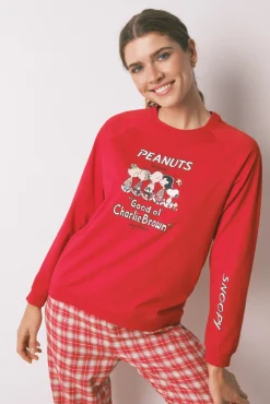 Mujer Women'secret Pijamas|Pijamas>Pijama largo 100% algodón cuadros Snoopy