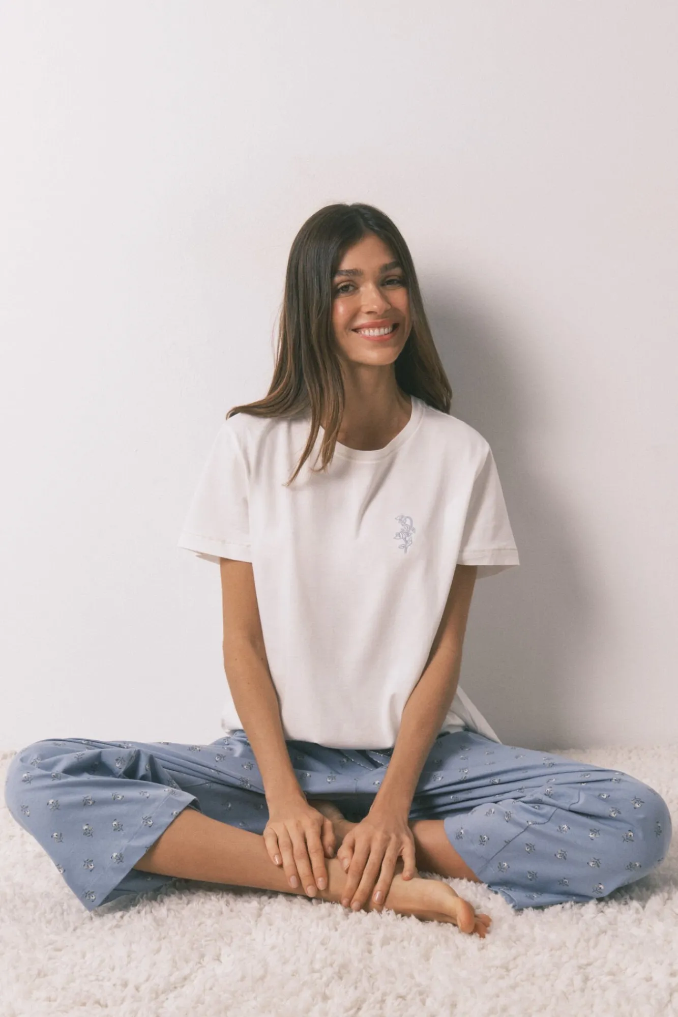 Mujer Women'secret Pijamas|Pijamas>Pijama largo algodón flores manga corta