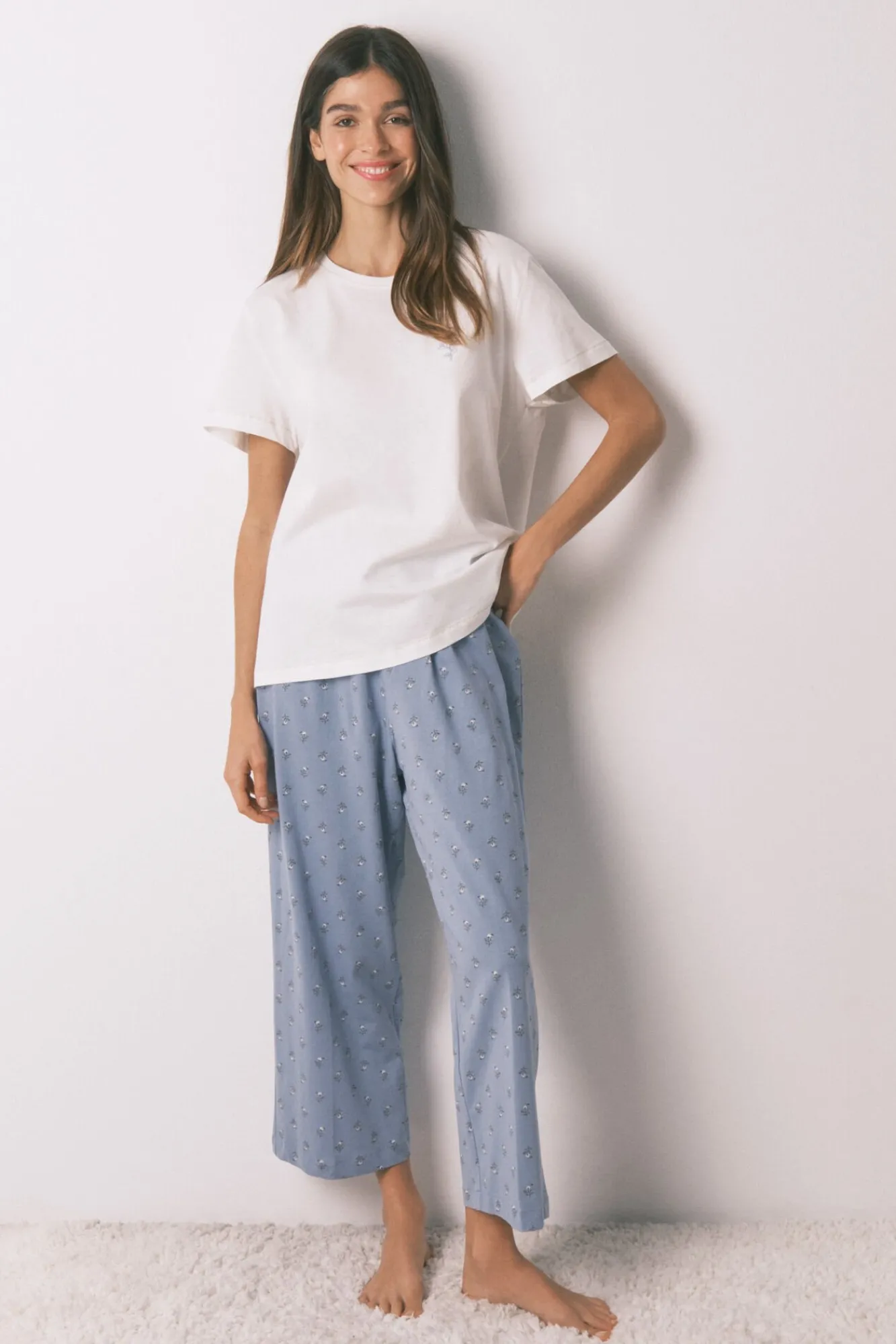 Mujer Women'secret Pijamas|Pijamas>Pijama largo algodón flores manga corta