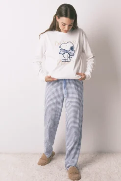 Mujer Women'secret Pijamas|Pijamas>Pijama largo algodón Snoopy Vichy