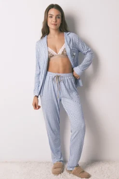 Mujer Women'secret Pijamas|Pijamas>Pijama largo camisero Snoopy Vichy